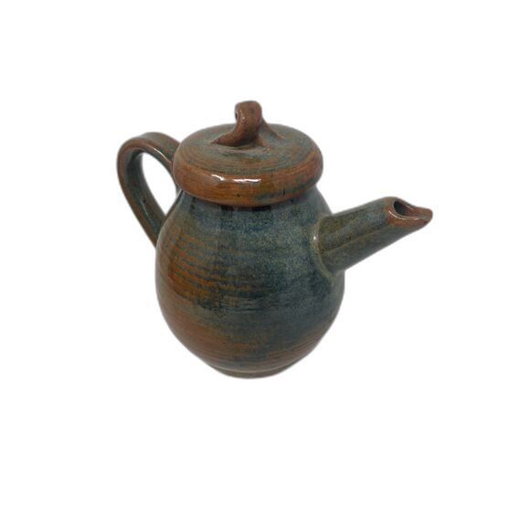 Art Pottery Stoneware TEAPOT Handmade Studio Signed AMR Vintage Brown GLAZE - Picture 8 of 11